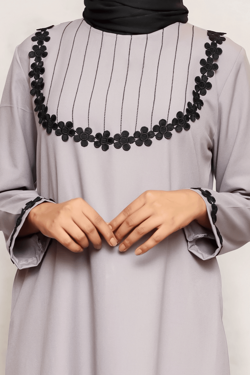Signature Cotton Abaya – Light Grey - Fasilah