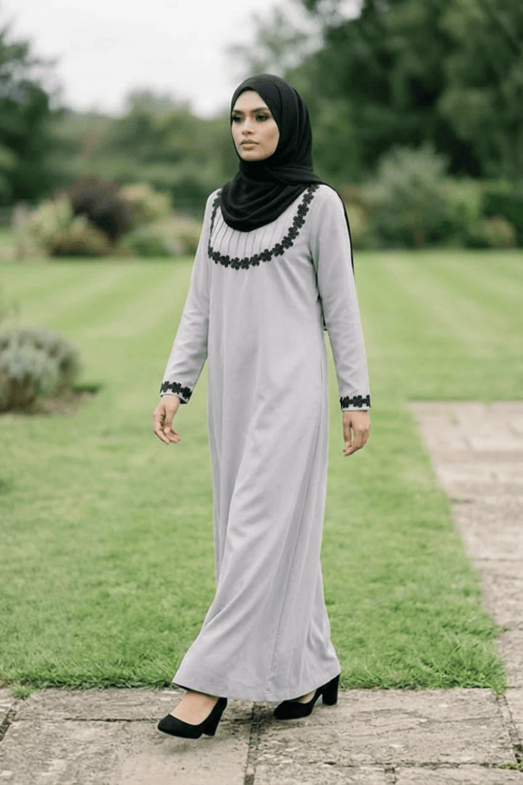 Signature Cotton Abaya – Light Grey - Fasilah