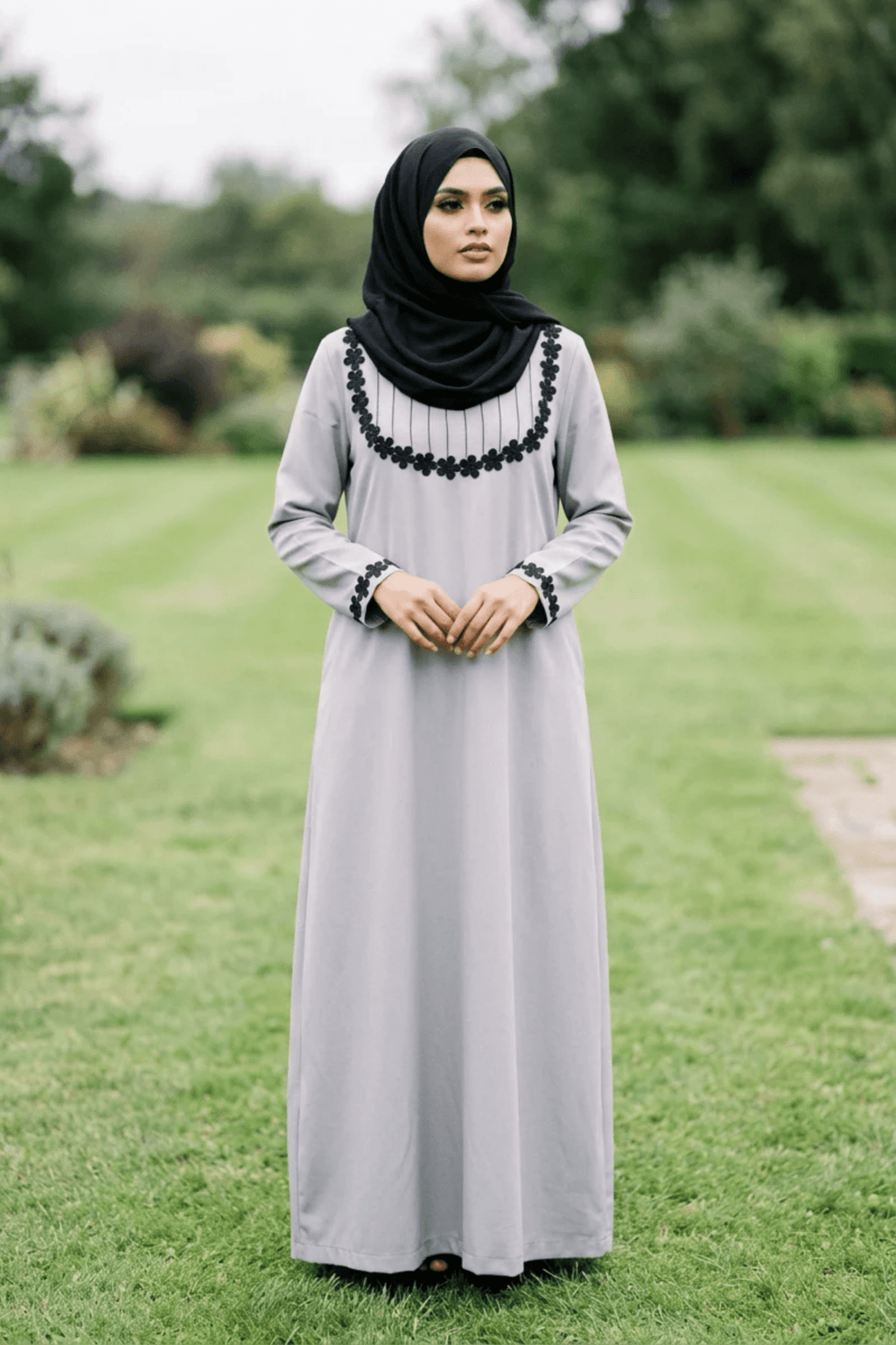 Signature Cotton Abaya – Light Grey - Fasilah