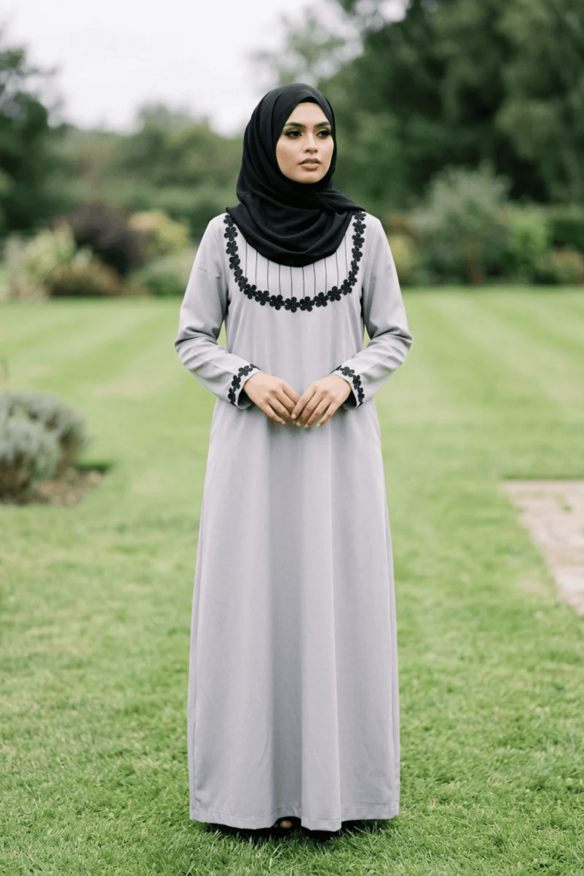 Signature Cotton Abaya – Light Grey - Fasilah