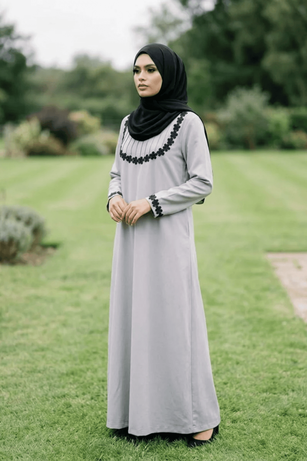 Signature Cotton Abaya – Light Grey - Fasilah