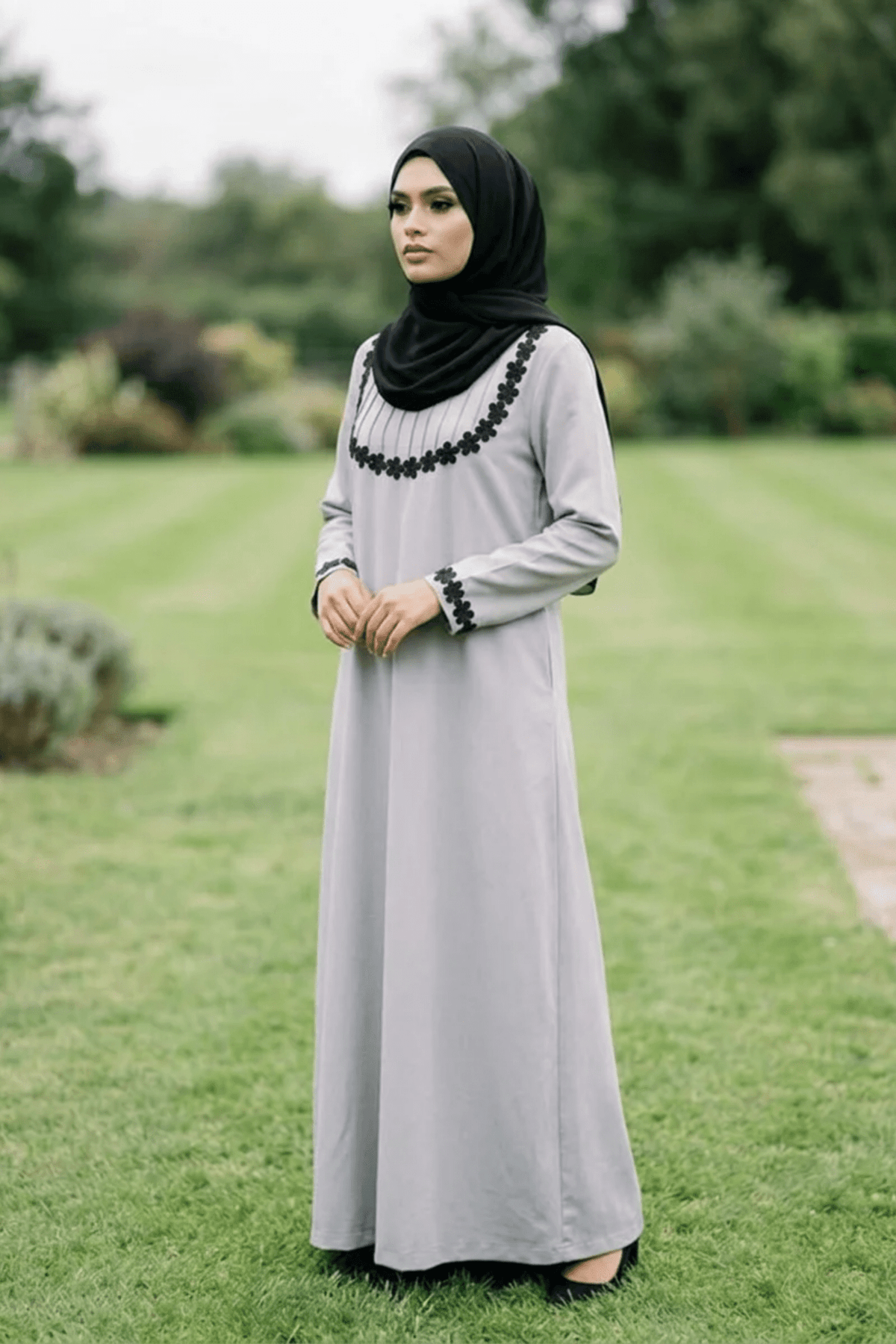Signature Cotton Abaya – Light Grey - Fasilah