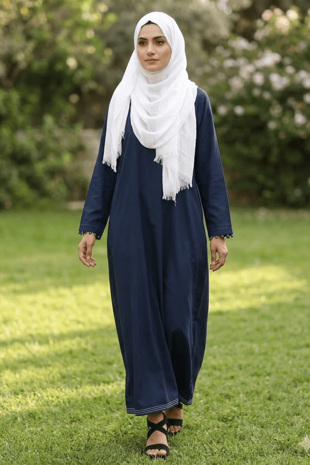 Signature Cotton Abaya – Navy - Fasilah
