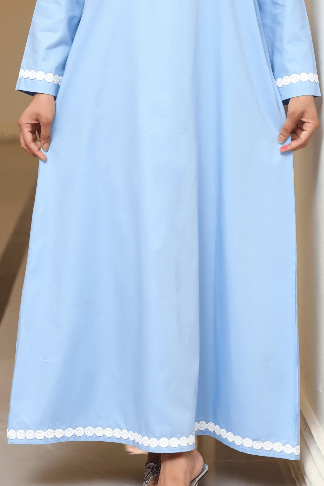 Signature Cotton Abaya – Sky - Fasilah