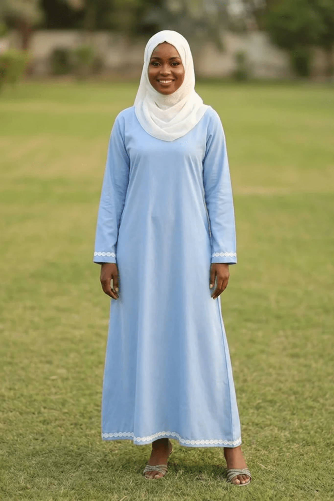 Signature Cotton Abaya – Sky - Fasilah