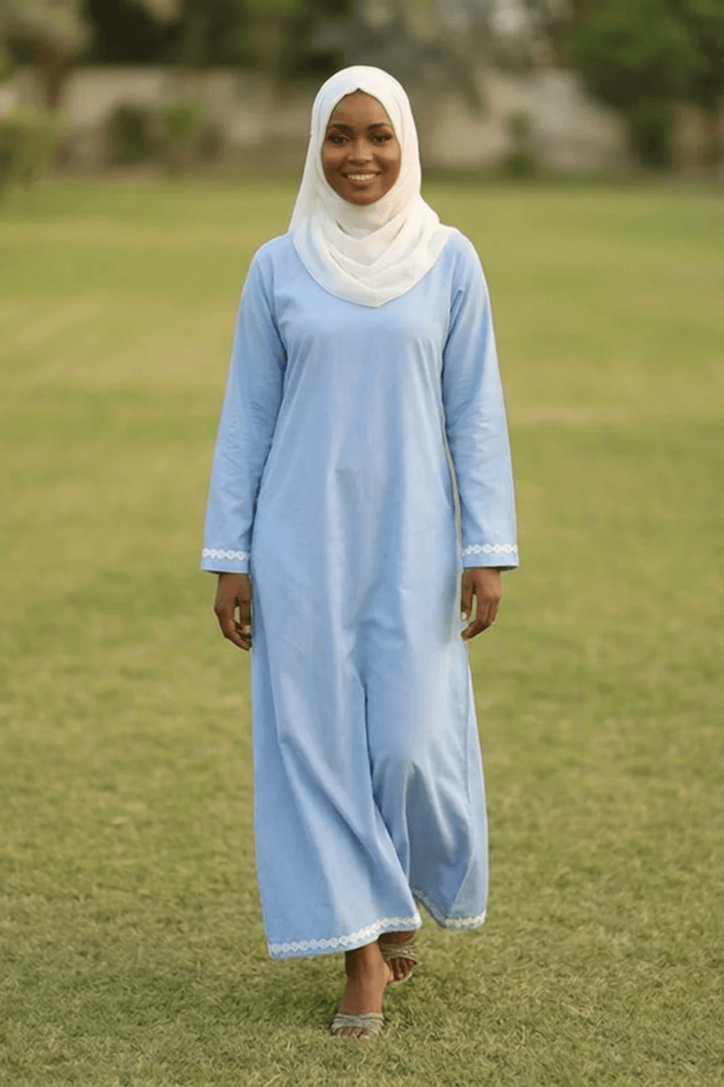 Signature Cotton Abaya – Sky - Fasilah