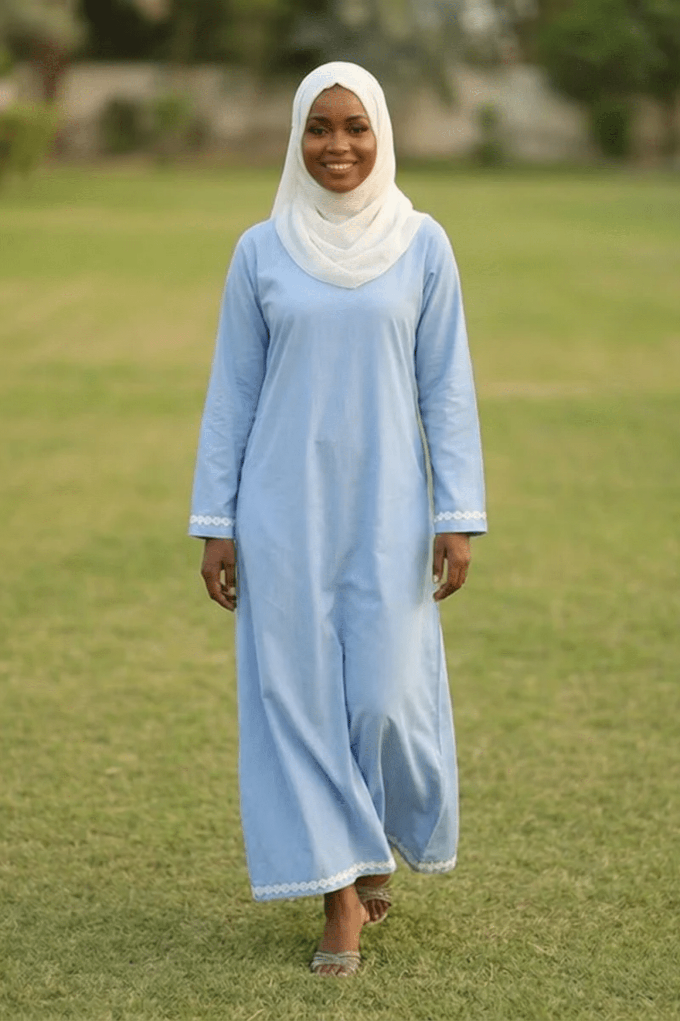 Signature Cotton Abaya – Sky - Fasilah