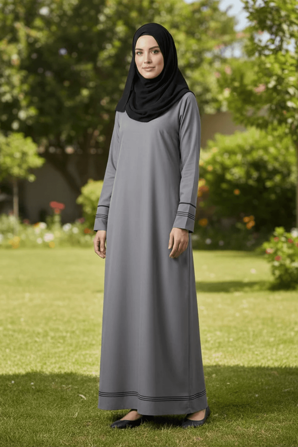 Signature Cotton Abaya – Stone - Fasilah