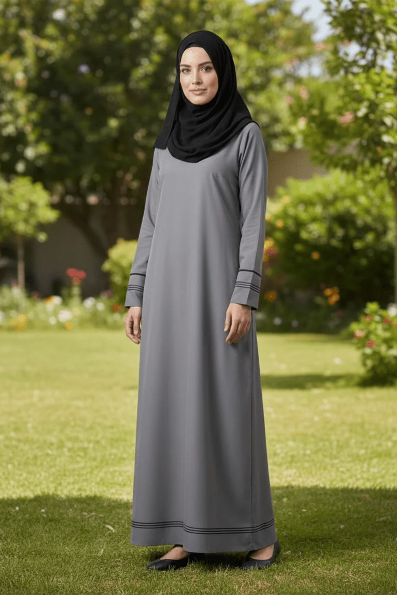 Signature Cotton Abaya – Stone - Fasilah