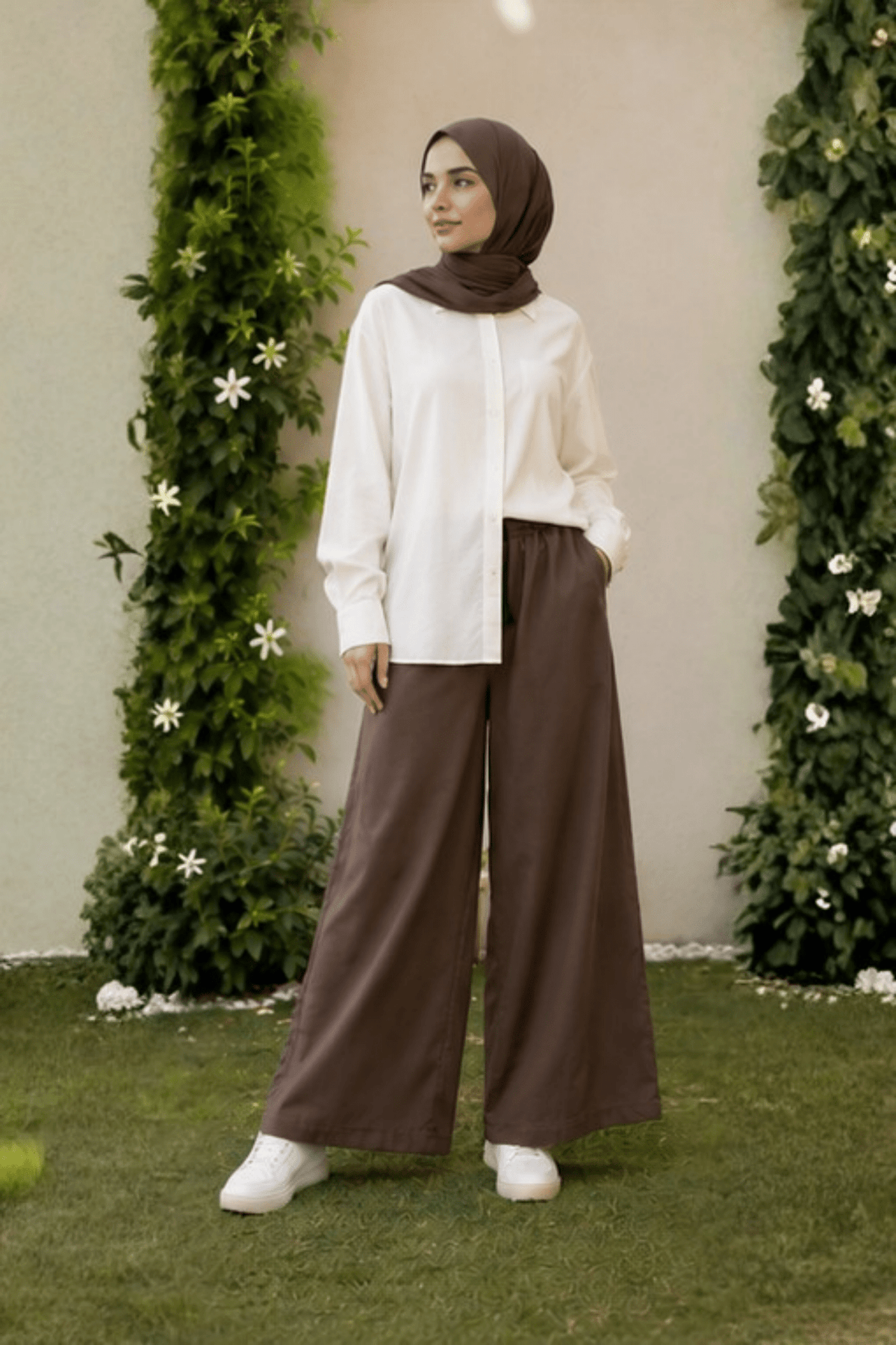 Signature Cotton Trousers in Espresso - Fasilah