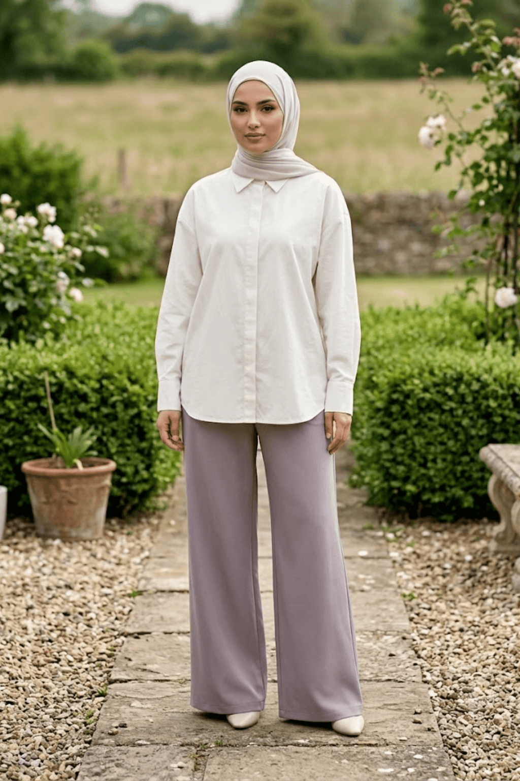 Signature Cotton Trousers in Grey - Fasilah