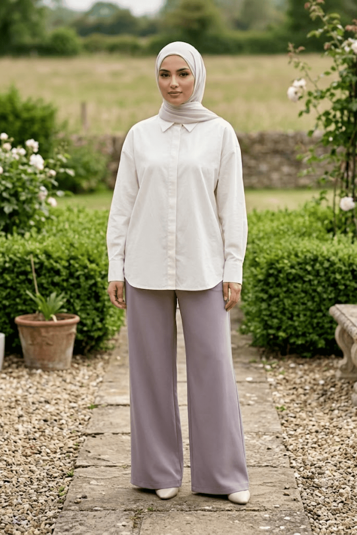 Signature Cotton Trousers in Grey - Fasilah