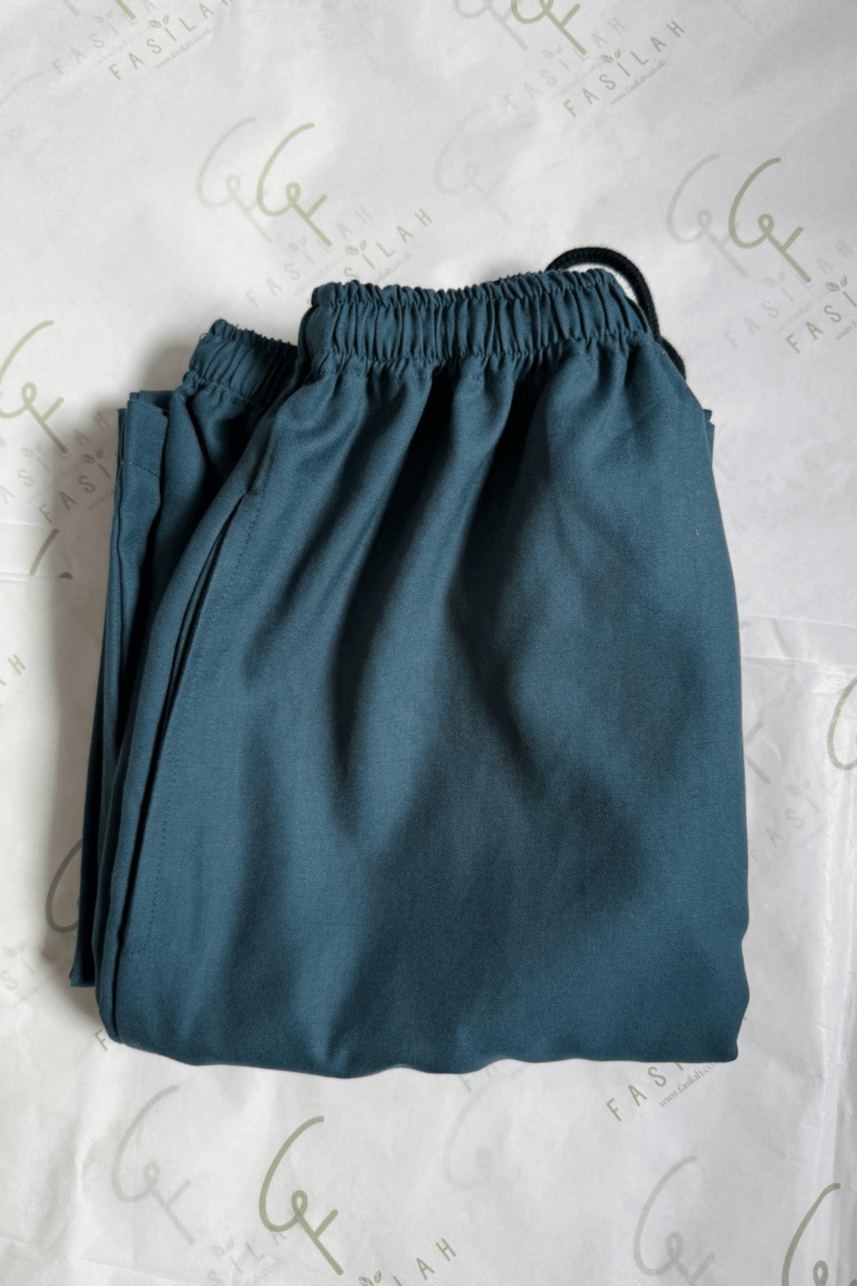 Pantalon signature en coton coloris pétrole
